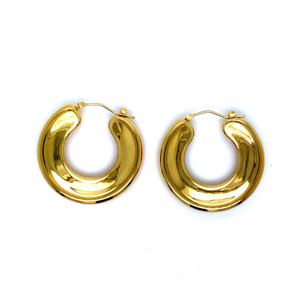 14K Yellow Gold, Vintage Hoop Earrings Donut Shaped