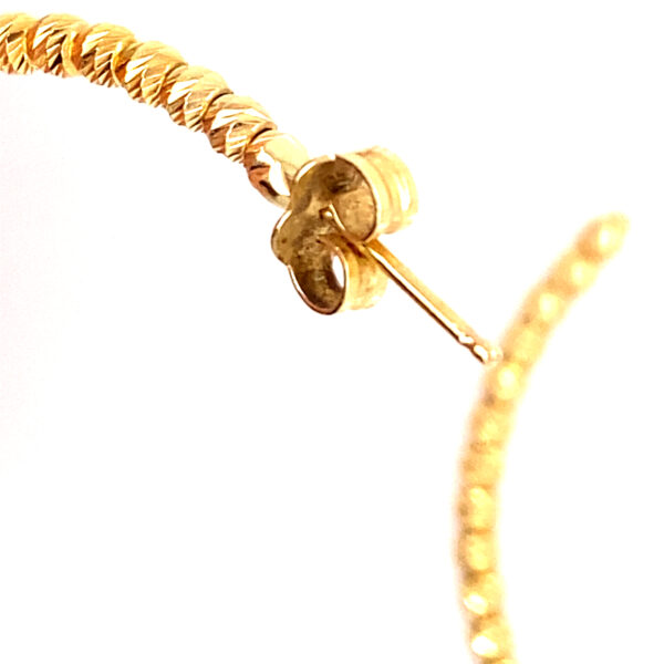 14K Yellow Gold, Spinner 14K Yellow Gold Hoop Earrings Large - Image 3
