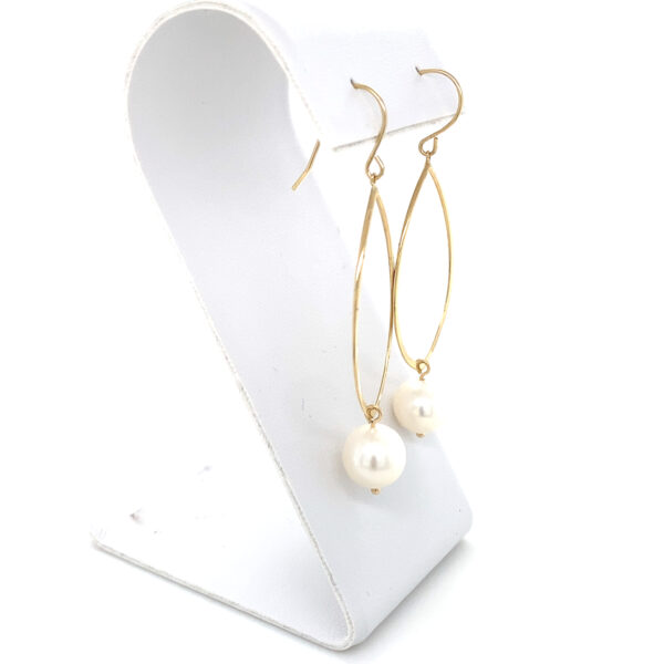 Gold & Pearl Earrings: 3.58g 14K Yellow Gold - Image 4