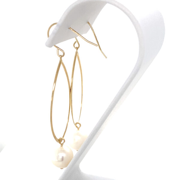 Gold & Pearl Earrings: 3.58g 14K Yellow Gold - Image 3