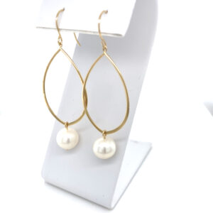 Gold & Pearl Earrings: 3.58g 14K Yellow Gold