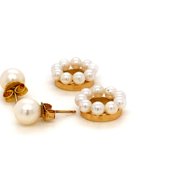 Gold & Pearl Earrings: 3.33g 14K Yellow Gold - Image 9