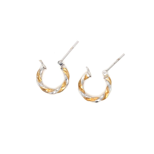 Rose & White Gold Small Twist Hoop Earrings