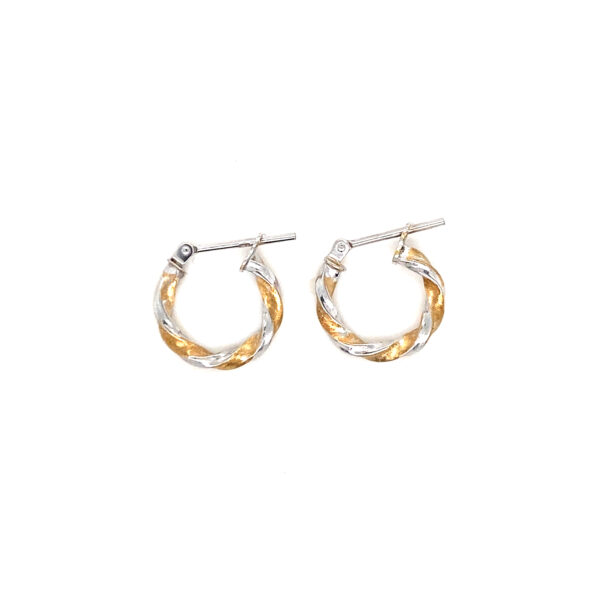 Rose & White Gold Small Twist Hoop Earrings - Image 2
